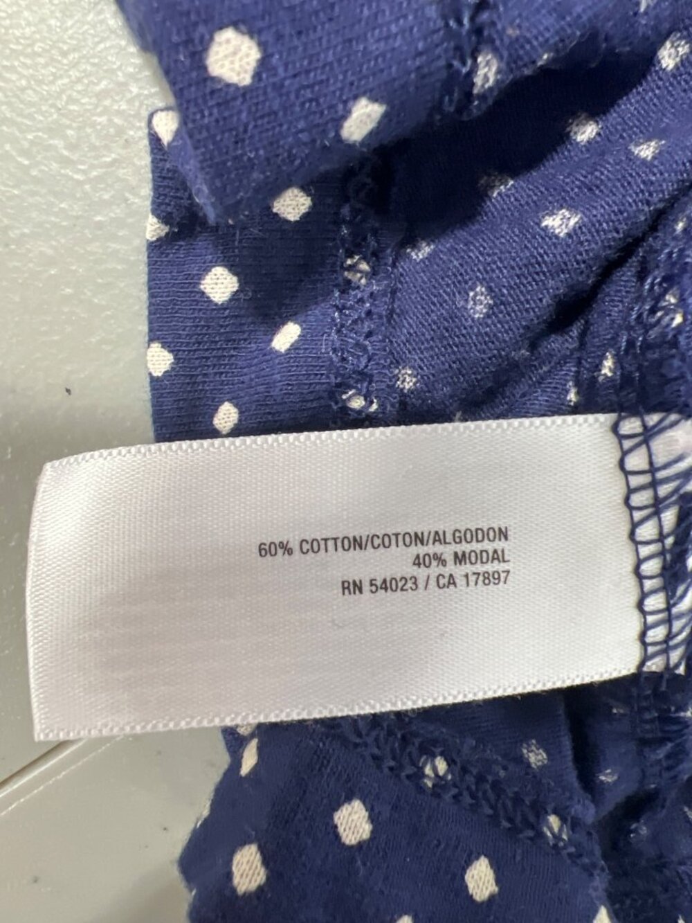 Old Navy Polka Dot Ruffle Henley Shirt Womens XL Navy Blue White Nautical Office - Picture 7 of 7